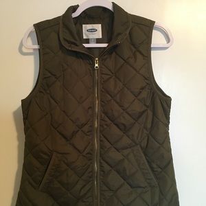 Olive green quilted vest